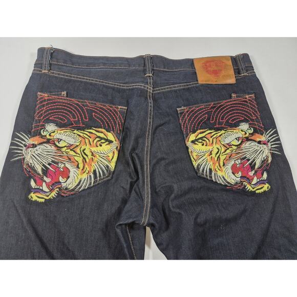 Ed Hardy Jeans Mens 44x34 Japanese Tiger Design - Picture 1 of 7